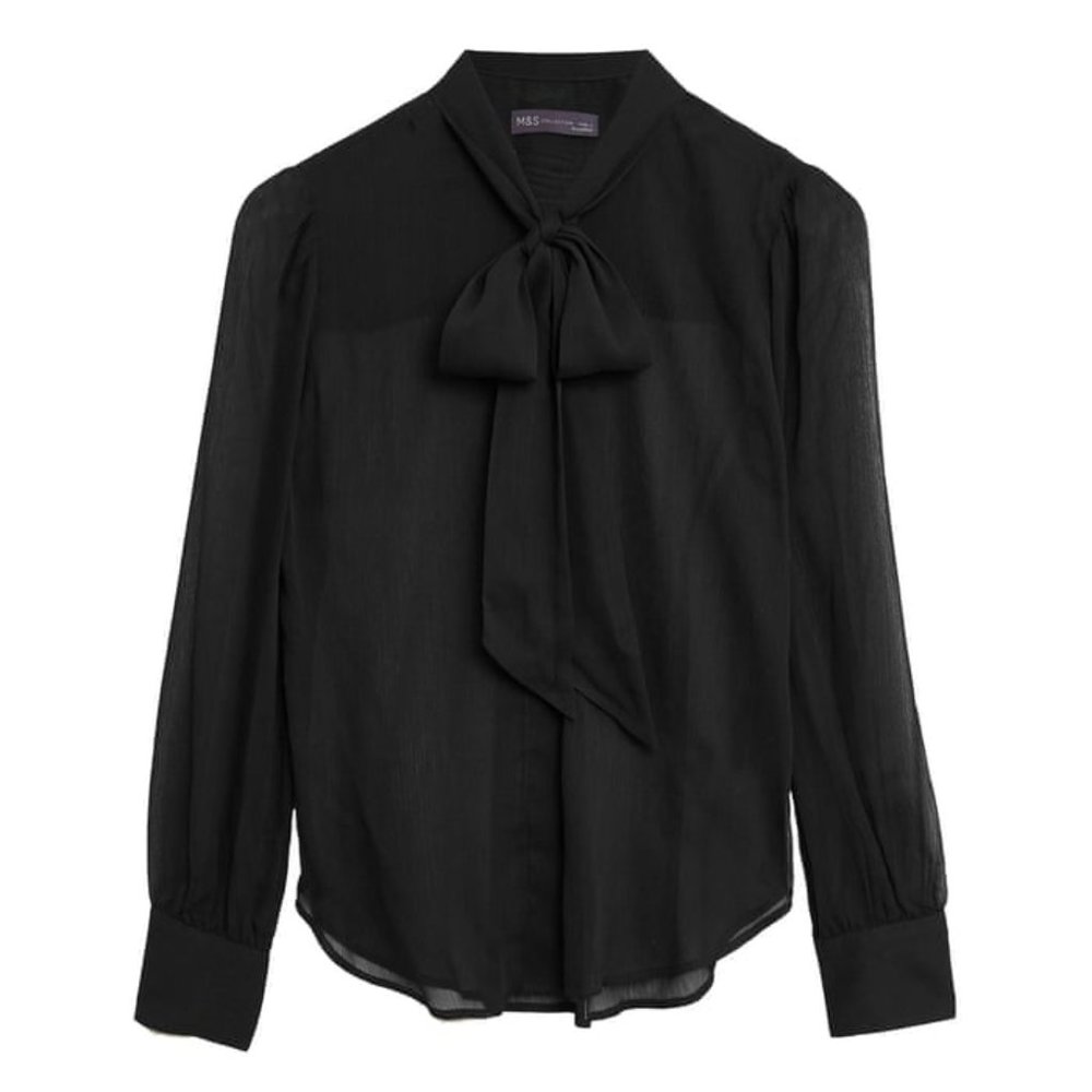 Black vintage pussybow blouse